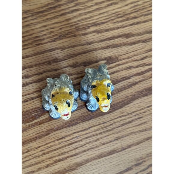 Vintage Ceramic Lion Figurines - Set Of 2 Hand-Painted Decorative Miniatures - Picture 9 of 11